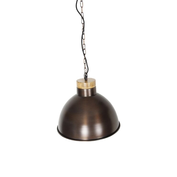 Vintage hanglamp hout met koper koper - pointer