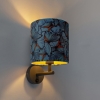 Vintage wandlamp donkergrijs met velours kap vlinder - combi