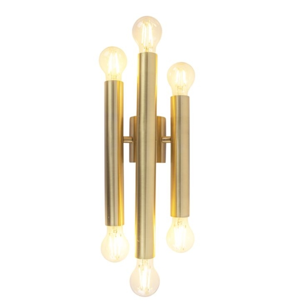 Vintage wandlamp goud 6-lichts -tubi