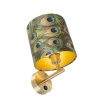 Vintage wandlamp goud met kap velours 20/20/20 pauw - combi
