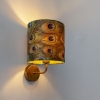 Vintage wandlamp goud met kap velours 20/20/20 pauw - matt