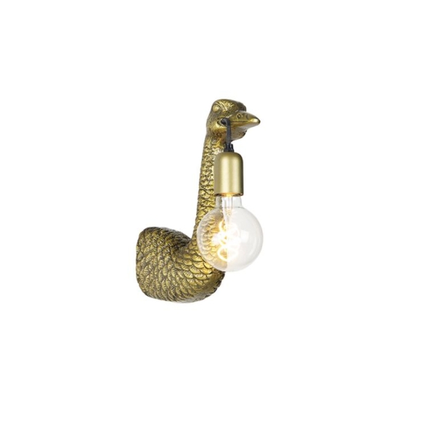 Vintage wandlamp messing - animal camel bird