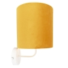Vintage wandlamp wit met gele velours kap - matt