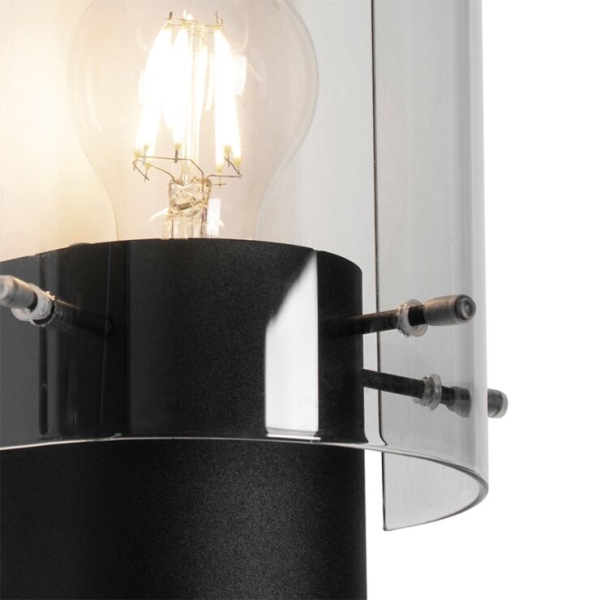 Vintage wandlamp zwart met smoke glas - vidra