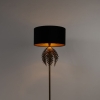Vloerlamp goud 145 cm met zwarte velours kap 50 cm - botanica