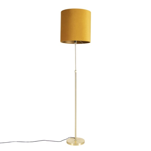 Vloerlamp goud/messing met velours kap geel 40/40 cm - parte