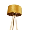 Vloerlamp hout met stoffen kap goud 50 cm - tripod classic