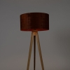 Vloerlamp hout met stoffen kap oranje 50 cm - tripod classic