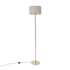 Vloerlamp messing met boucle kap taupe 35 cm - Simplo