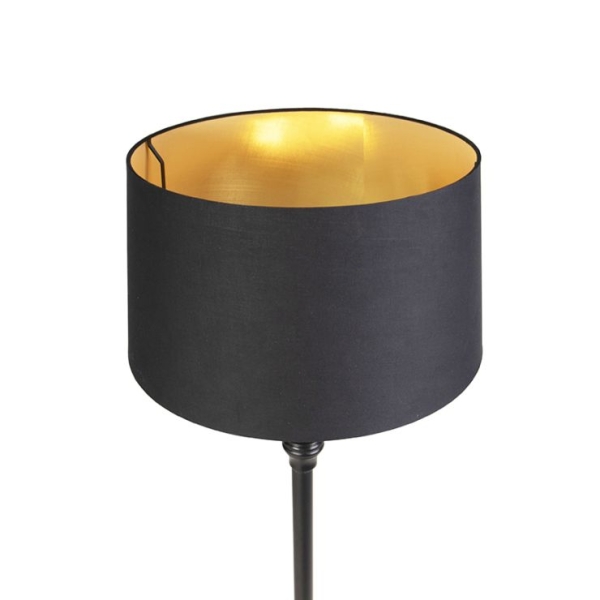 Vloerlamp met katoenen kap zwart met goud 45 cm - classico