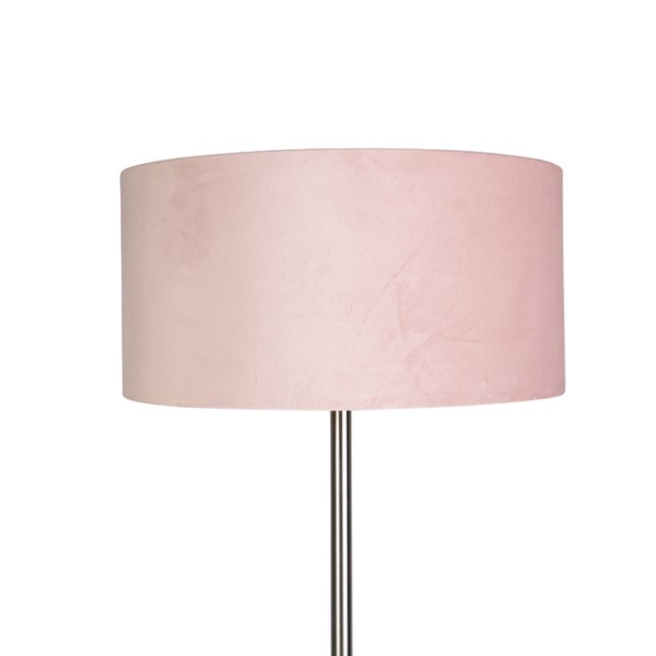 Vloerlamp staal met roze kap 50 cm - simplo