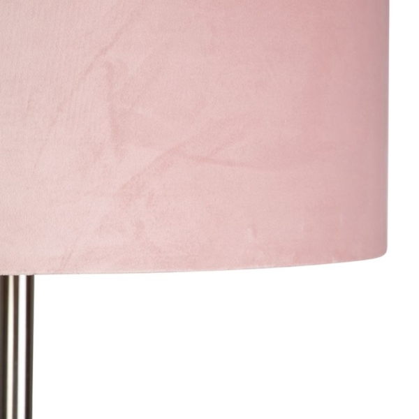 Vloerlamp staal met roze kap 50 cm - simplo