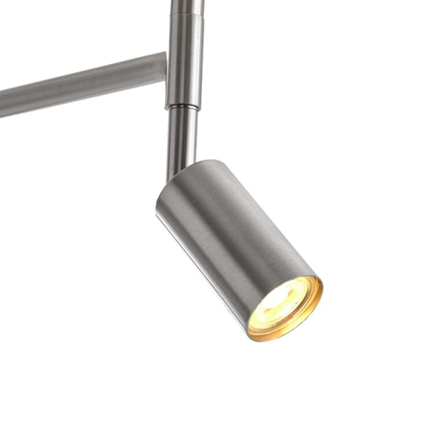 Vloerlamp staal met witte kap en verstelbare leeslamp - ladas
