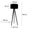 Vloerlamp tripod zwart met kap bruin 50 cm - Tripod Classic