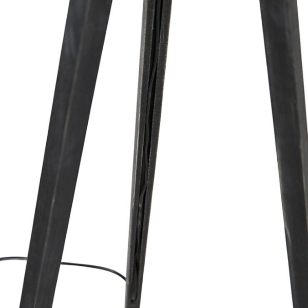 Vloerlamp tripod zwart met kap bruin 50 cm - Tripod Classic