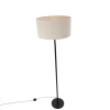 Vloerlamp zwart met boucle kap taupe 50 cm - Simplo