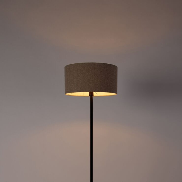 Vloerlamp zwart met boucle kap taupe 50 cm - Simplo