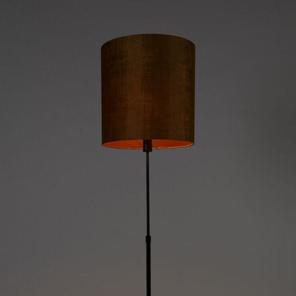 Vloerlamp zwart met kap goud 40 cm verstelbaar - parte