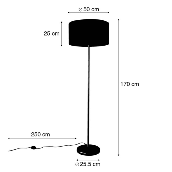 Vloerlamp zwart met kap licht bruin 50 cm - simplo