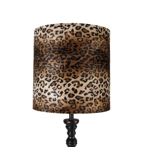 Vloerlamp zwart met kap luipaard 40 cm - classico