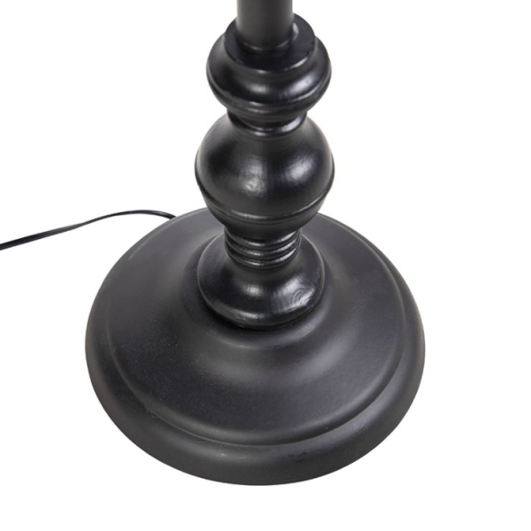 Vloerlamp zwart met plisse kap wit 45 cm - classico