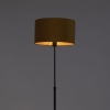 Vloerlamp zwart met velours kap okergele met goud 35 cm - parte