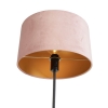 Vloerlamp zwart met velours kap roze met goud 35 cm - parte