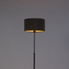 Vloerlamp zwart met velours kap taupe met goud 35 cm - parte