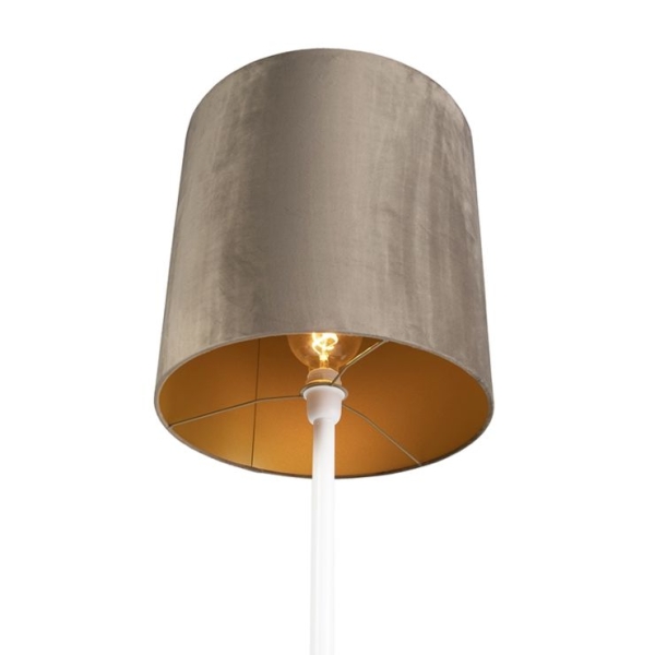 Voerlamp wit met taupe kap en gouden binnenkant 40 cm - Simplo