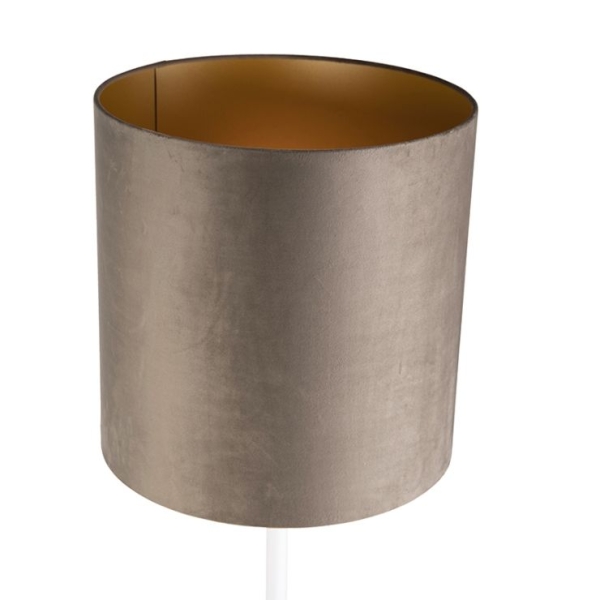 Voerlamp wit met taupe kap en gouden binnenkant 40 cm - Simplo