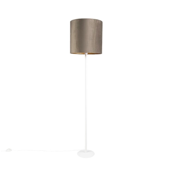 Voerlamp wit met taupe kap en gouden binnenkant 40 cm - Simplo