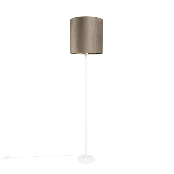 Voerlamp wit met taupe kap en gouden binnenkant 40 cm - Simplo