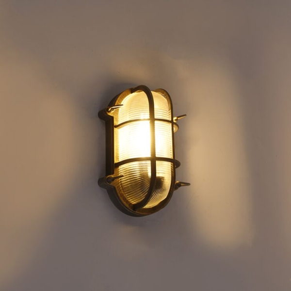 Wand en plafondlamp goud/messing ovaal ip44 - noutica