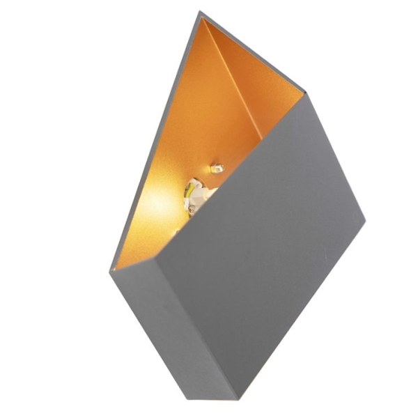 Wandlamp fold grijs met koper