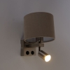Wandlamp staal met leeslamp en kap 18 cm lichtbruin - brescia