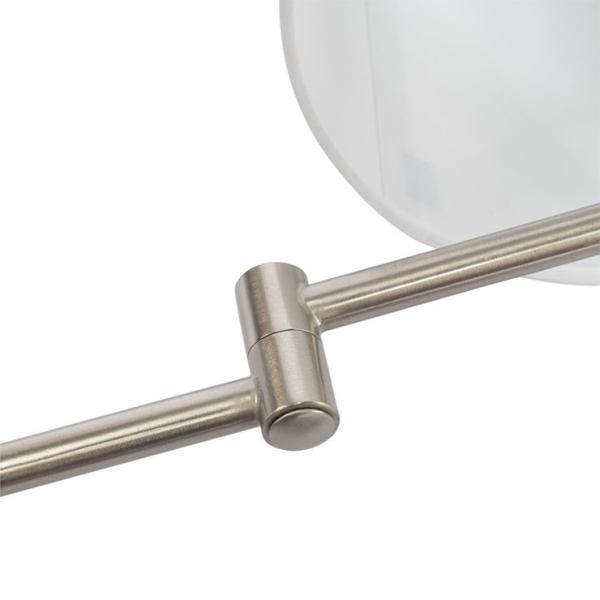 Wandlamp staal met witte kap en verstelbare arm - ladas deluxe