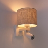 Wandlamp wit met leeslamp en kap 18 cm lichtgrijs - brescia