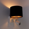 Wandlamp wit met leeslamp en kap 18 cm zwart - brescia