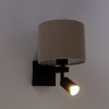 Wandlamp zwart met leeslamp en kap 18 cm lichtbruin - brescia
