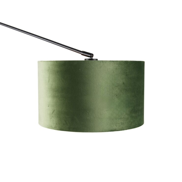 Wandlamp zwart met velours kap groen 35 cm verstelbaar - blitz
