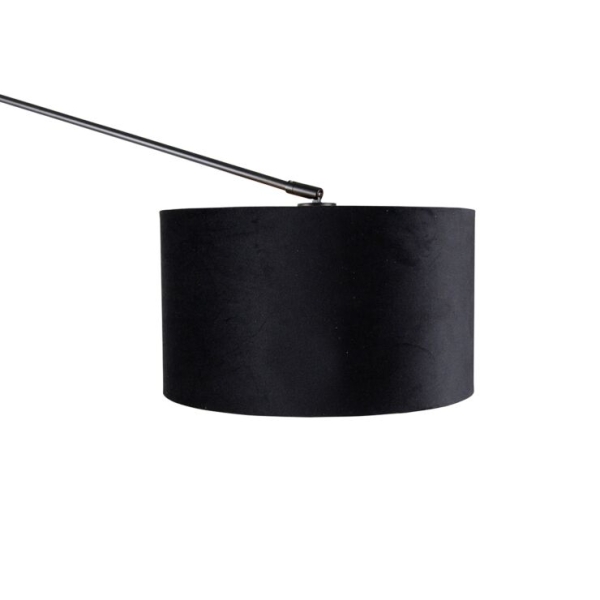 Wandlamp zwart met velours kap zwart 35 cm verstelbaar - blitz