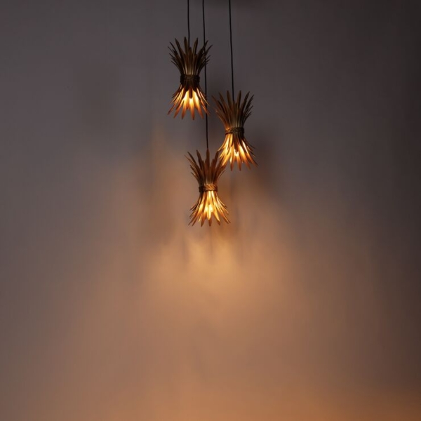 Art deco hanglamp goud 3-lichts - wesley