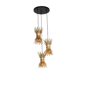 Art Deco hanglamp goud 3-lichts - Wesley