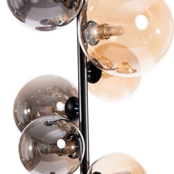 Art Deco vloerlamp zwart met smoke en goud 7-lichts incl. G9 - Wess