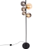 Art Deco vloerlamp zwart met smoke en goud 7-lichts incl. G9 - Wess