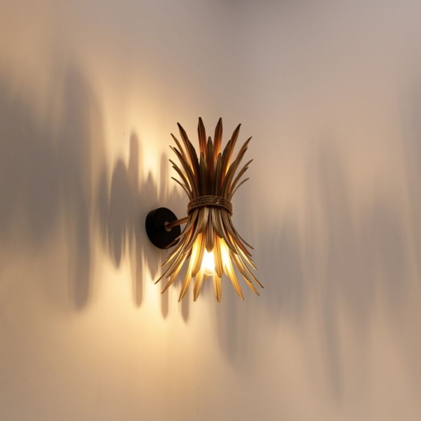 Art deco wandlamp goud - wesley