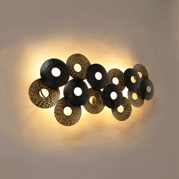 Art deco oosterse wandlamp antiek goud 3-lichts - balla