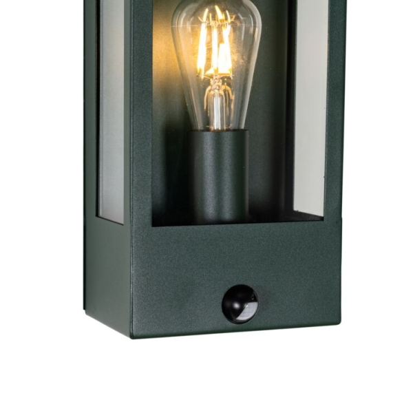 Buiten wandlamp donker groen met bewegingsmelder ip44 - rotterdam