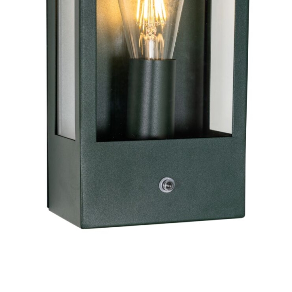 Buiten wandlamp donker groen met schemersensor ip44 - rotterdam