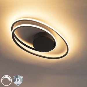 Design plafondlamp zwart incl. LED 3 staps dimbaar - Rowan